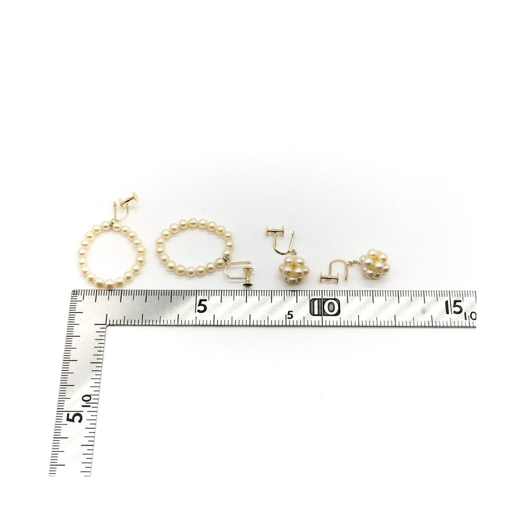 Jewelry Earring 2 set Pearl Yellow Gold