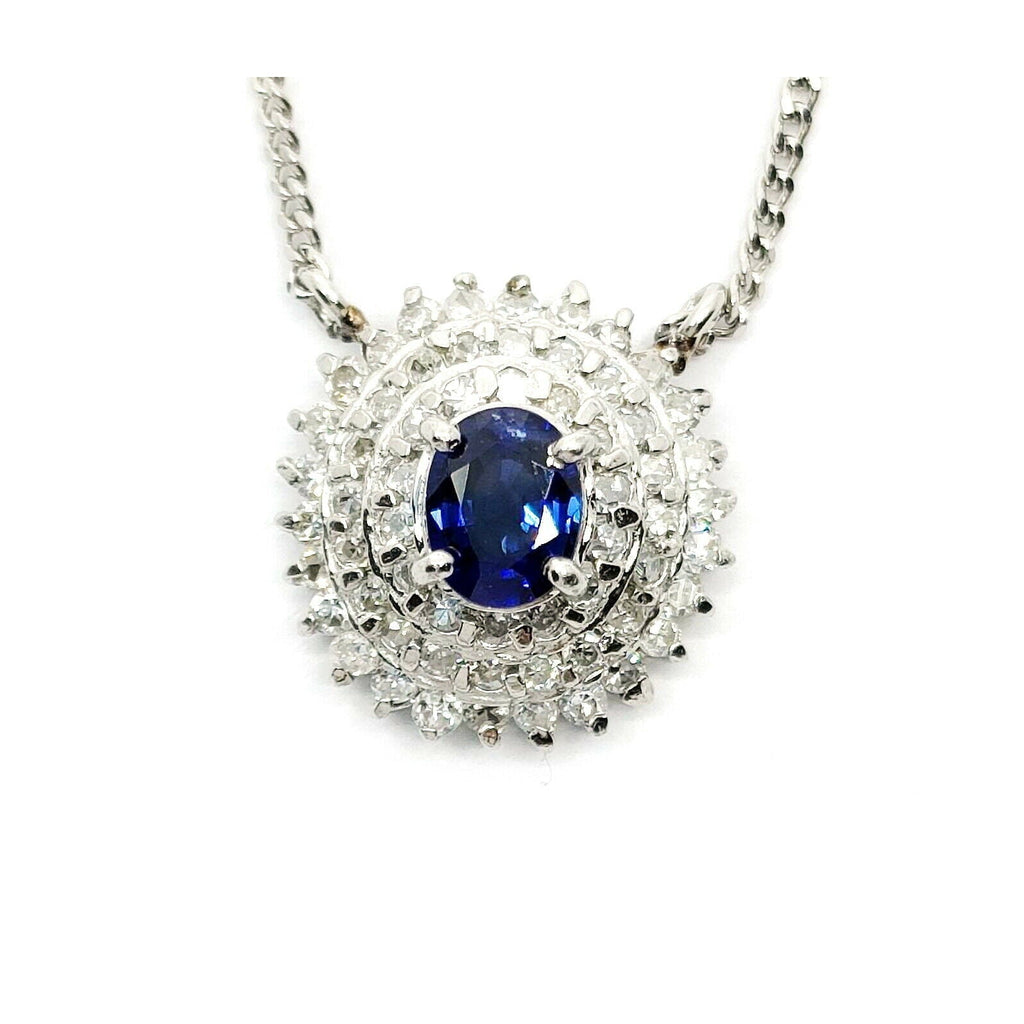 Jewelry Pendant Necklace Sapphire 0.32ct Platinum