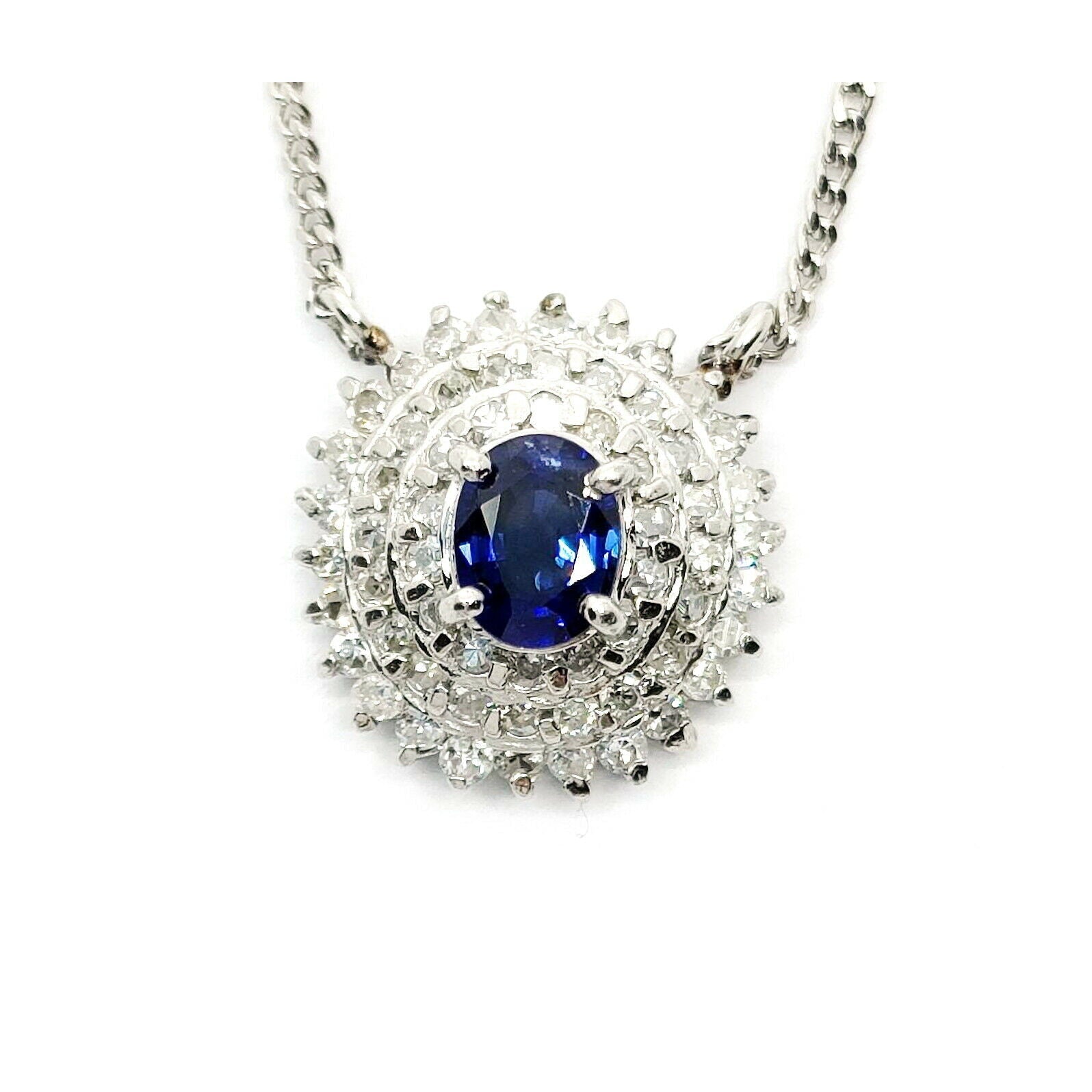 Jewelry Pendant Necklace Sapphire 0.32ct Platinum