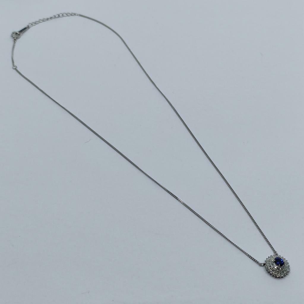 Jewelry Pendant Necklace Sapphire 0.32ct Platinum