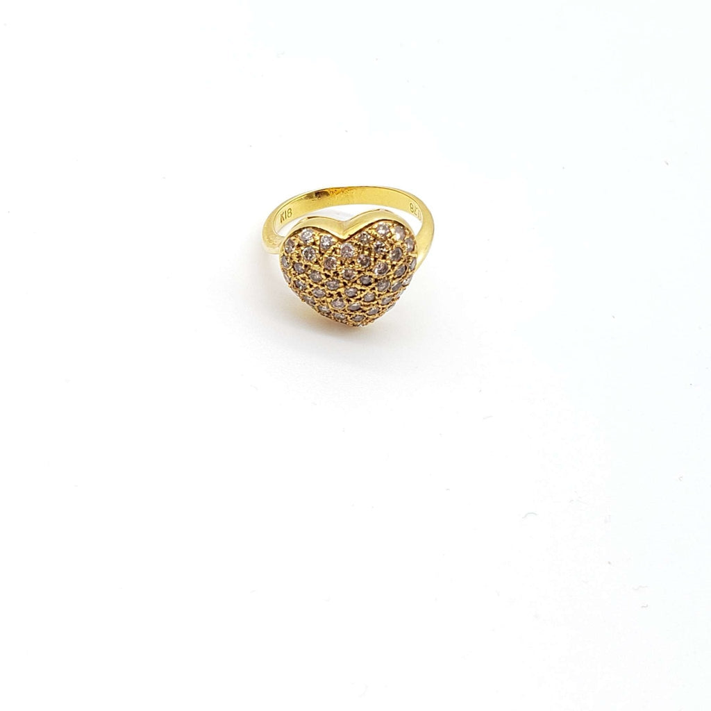 Jewelry Ring Heart Diamond 0.78ct 18k Yellow Gold