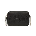 Jimmy Choo Balti Embossed Black Leather Camera Crossbody Bag