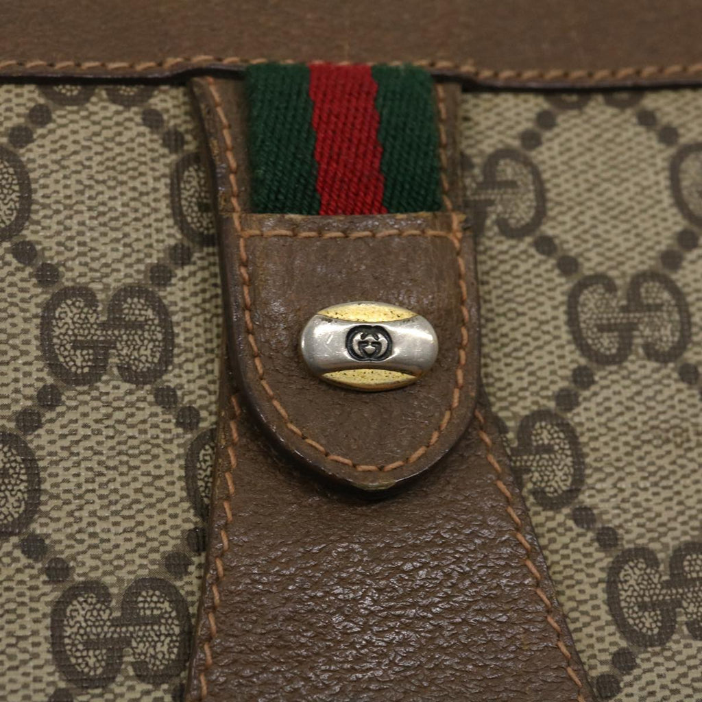 GUCCI GG Canvas Web Sherry Line Clutch Bag Beige Red Green jk1329