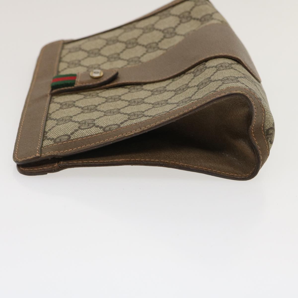 GUCCI GG Canvas Web Sherry Line Clutch Bag Beige Red Green jk1329