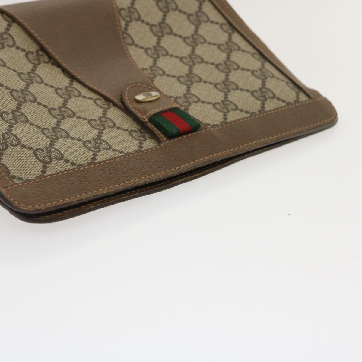 GUCCI GG Canvas Web Sherry Line Clutch Bag Beige Red Green jk1329