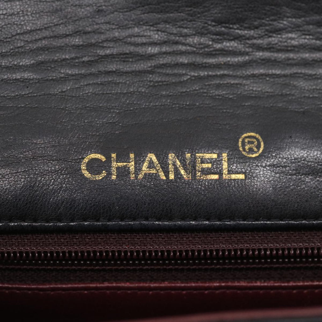 CHANEL Mini Matelasse Chain Flap Shoulder Bag Lamb Skin Black Gold ai651A