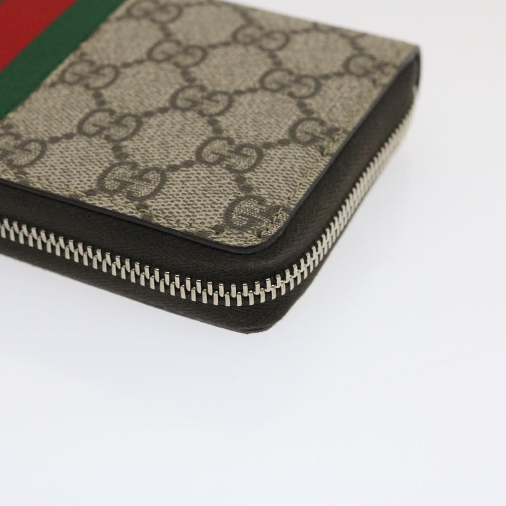 GUCCI Web Sherry Line GG Canvas Supreme Long Wallet Beige Red Green jk1450A