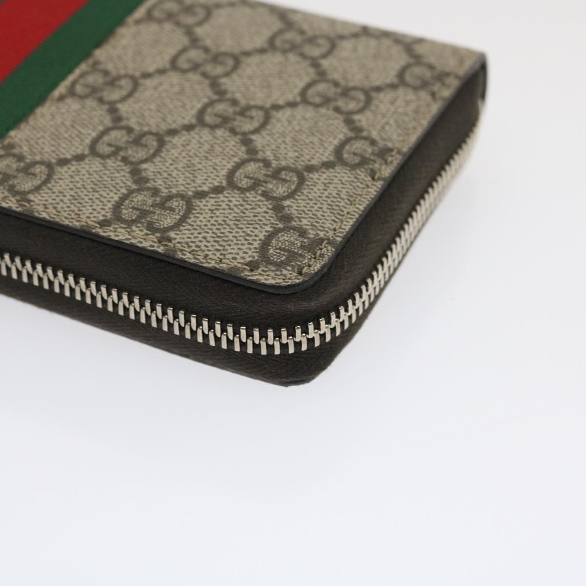 GUCCI Web Sherry Line GG Canvas Supreme Long Wallet Beige Red Green jk1450A