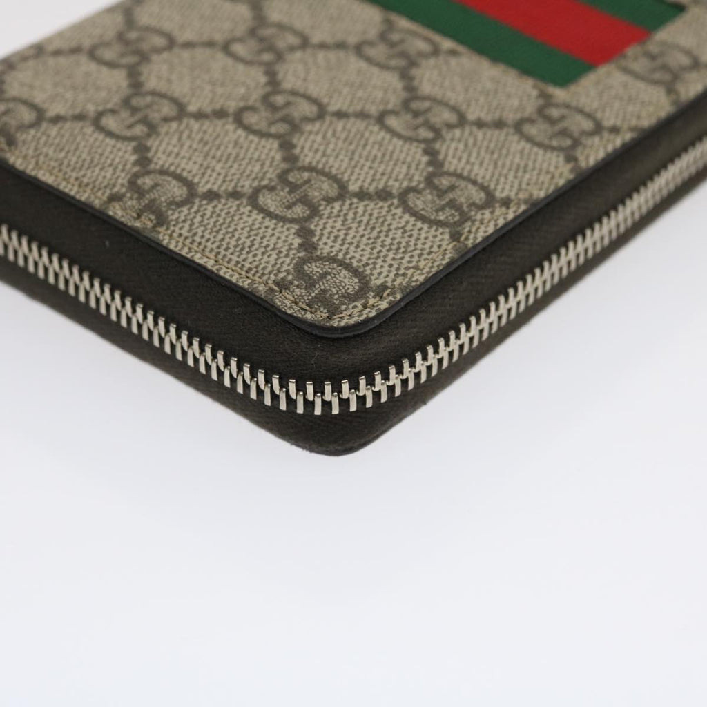 GUCCI Web Sherry Line GG Canvas Supreme Long Wallet Beige Red Green jk1450A