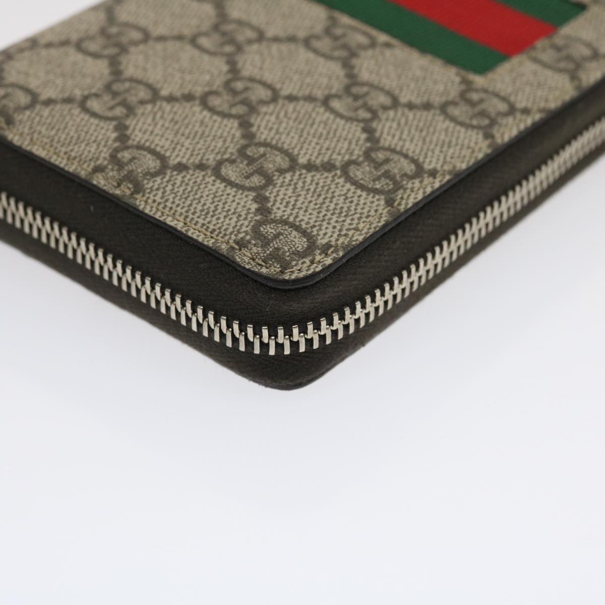 GUCCI Web Sherry Line GG Canvas Supreme Long Wallet Beige Red Green jk1450A