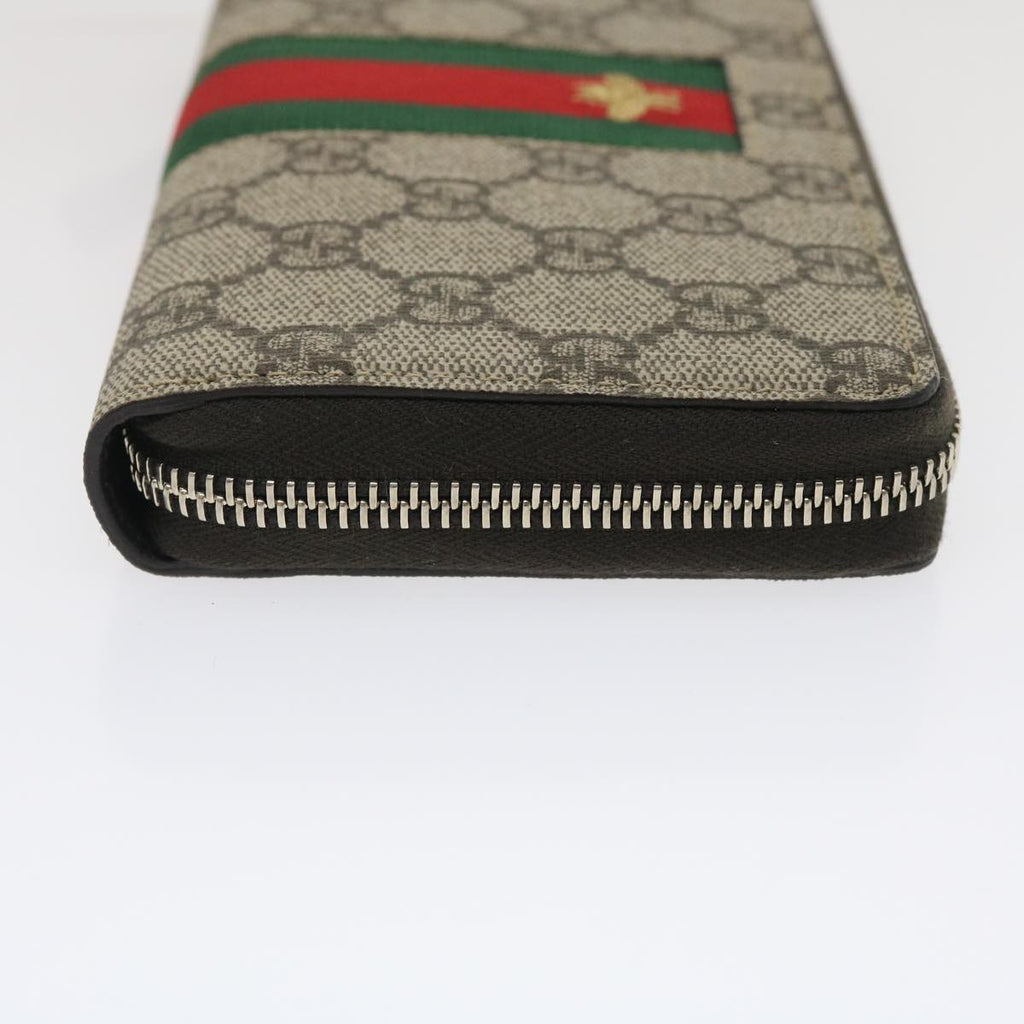 GUCCI Web Sherry Line GG Canvas Supreme Long Wallet Beige Red Green jk1450A