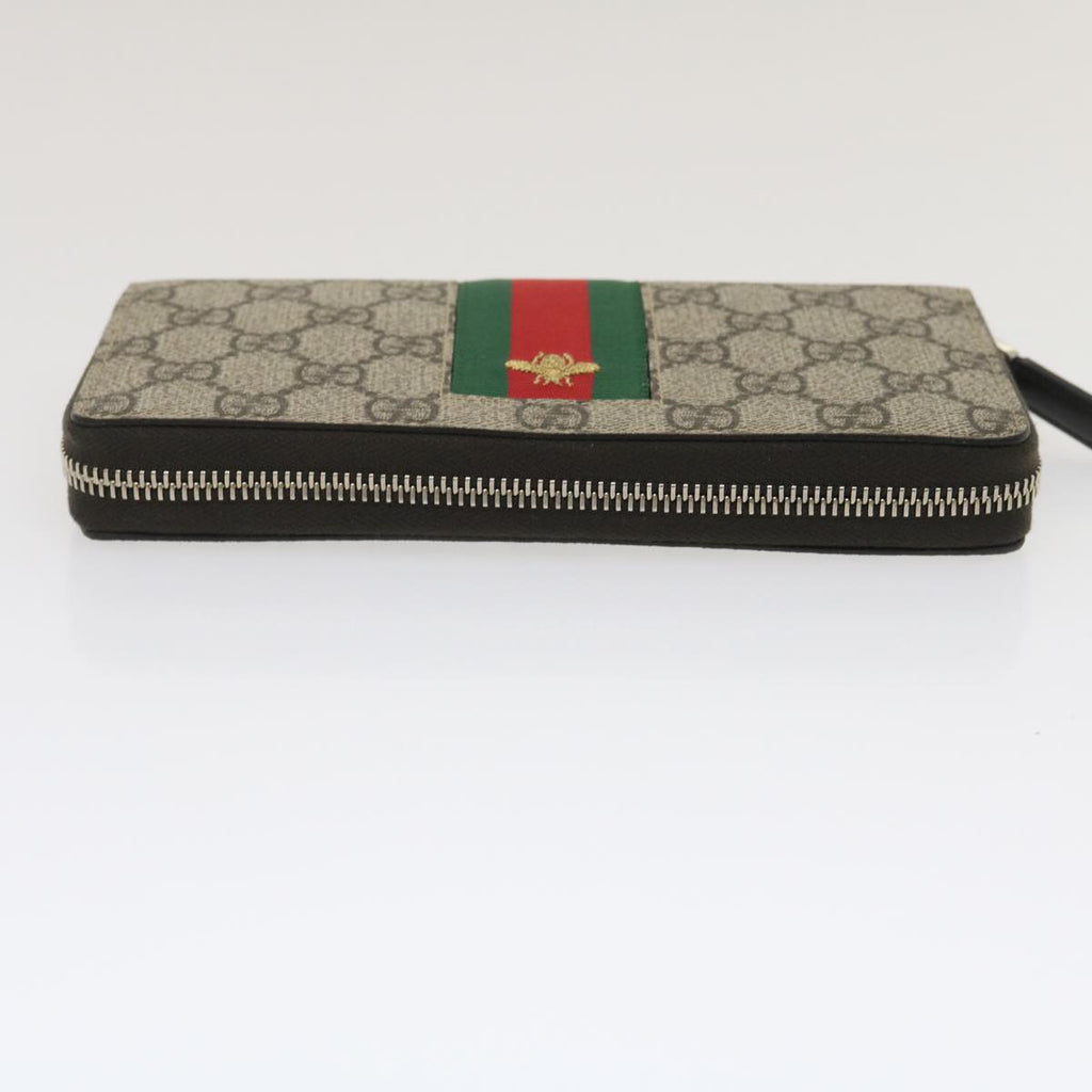 GUCCI Web Sherry Line GG Canvas Supreme Long Wallet Beige Red Green jk1450A