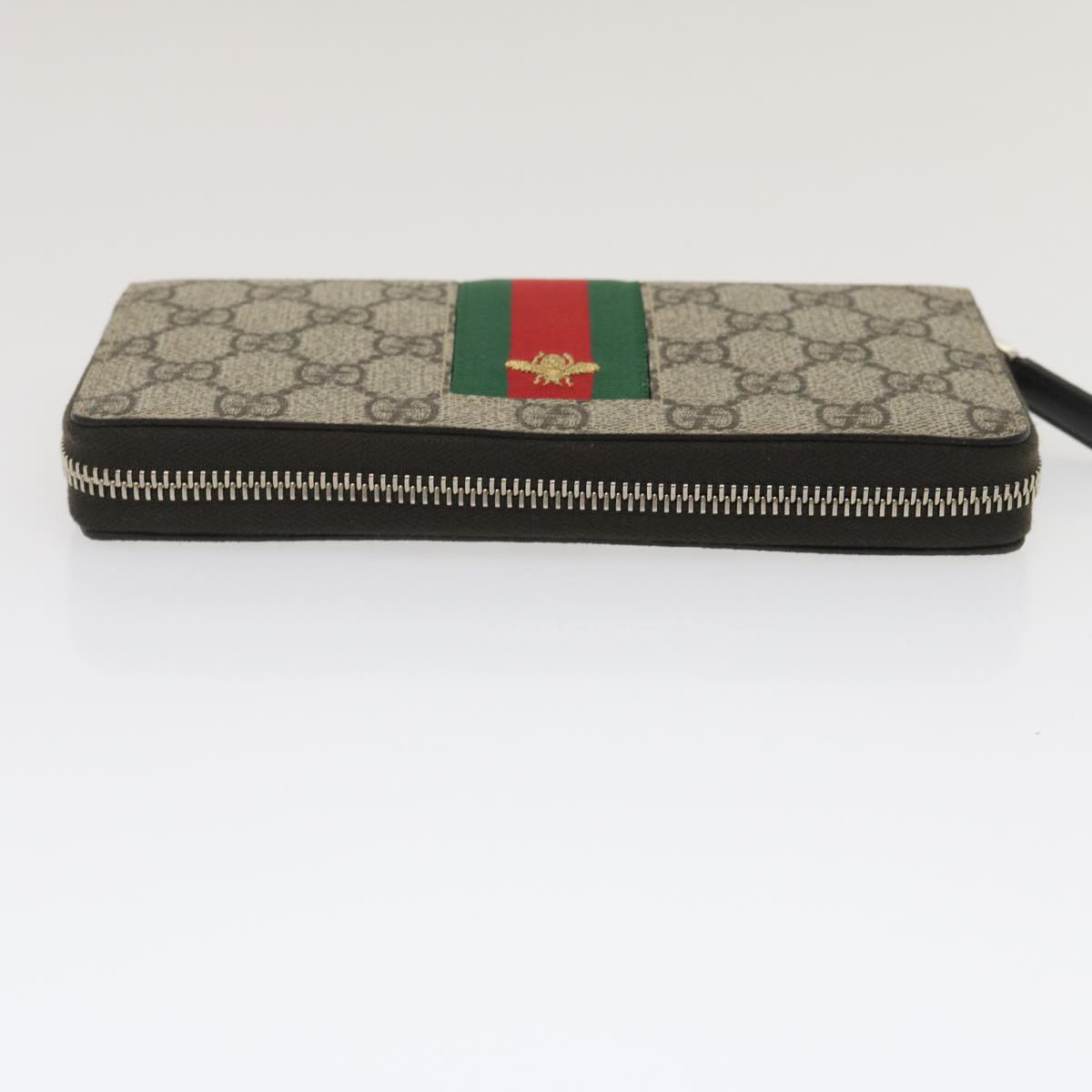 GUCCI Web Sherry Line GG Canvas Supreme Long Wallet Beige Red Green jk1450A