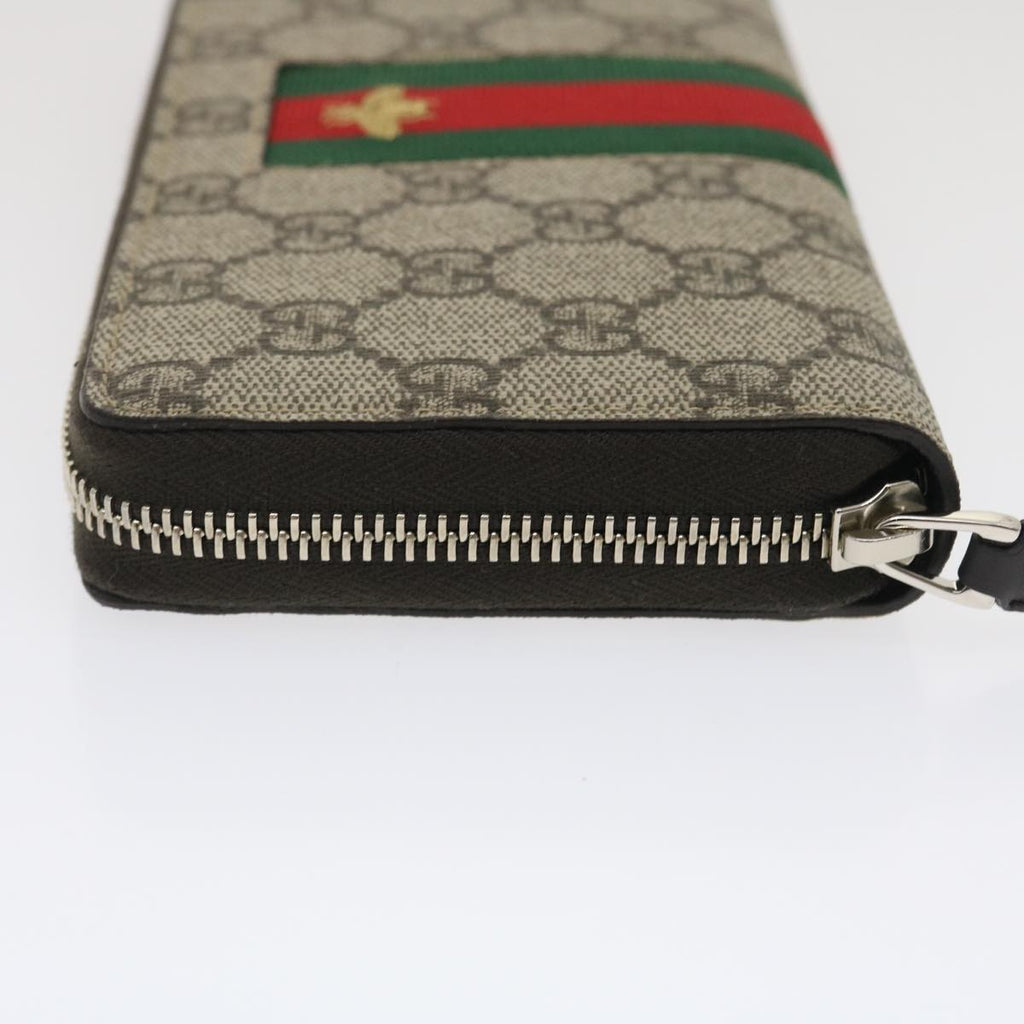 GUCCI Web Sherry Line GG Canvas Supreme Long Wallet Beige Red Green jk1450A