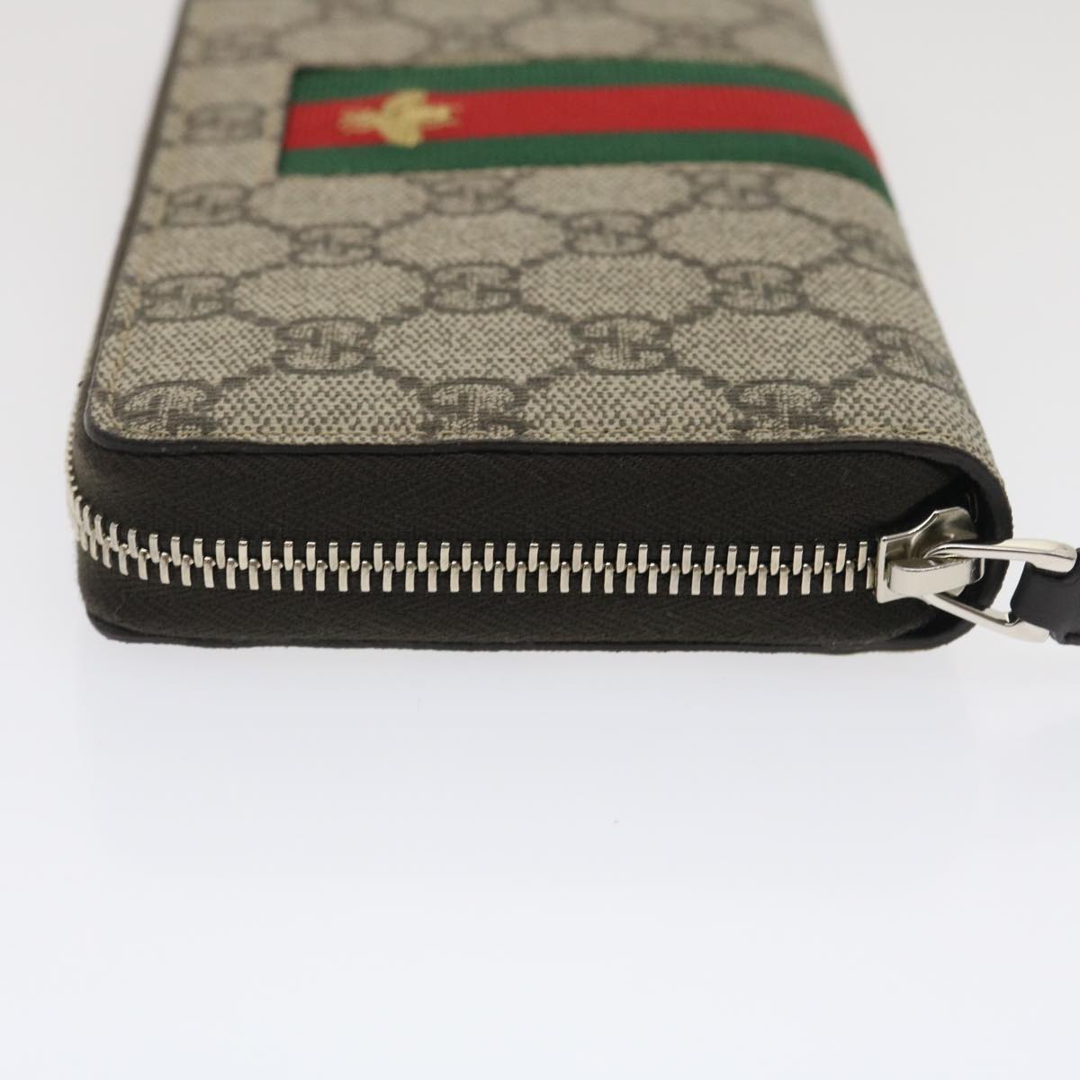 GUCCI Web Sherry Line GG Canvas Supreme Long Wallet Beige Red Green jk1450A
