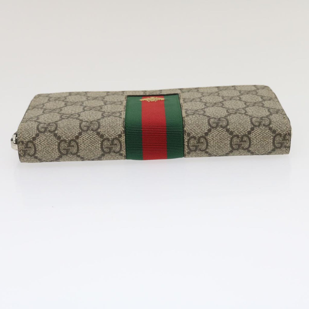GUCCI Web Sherry Line GG Canvas Supreme Long Wallet Beige Red Green jk1450A