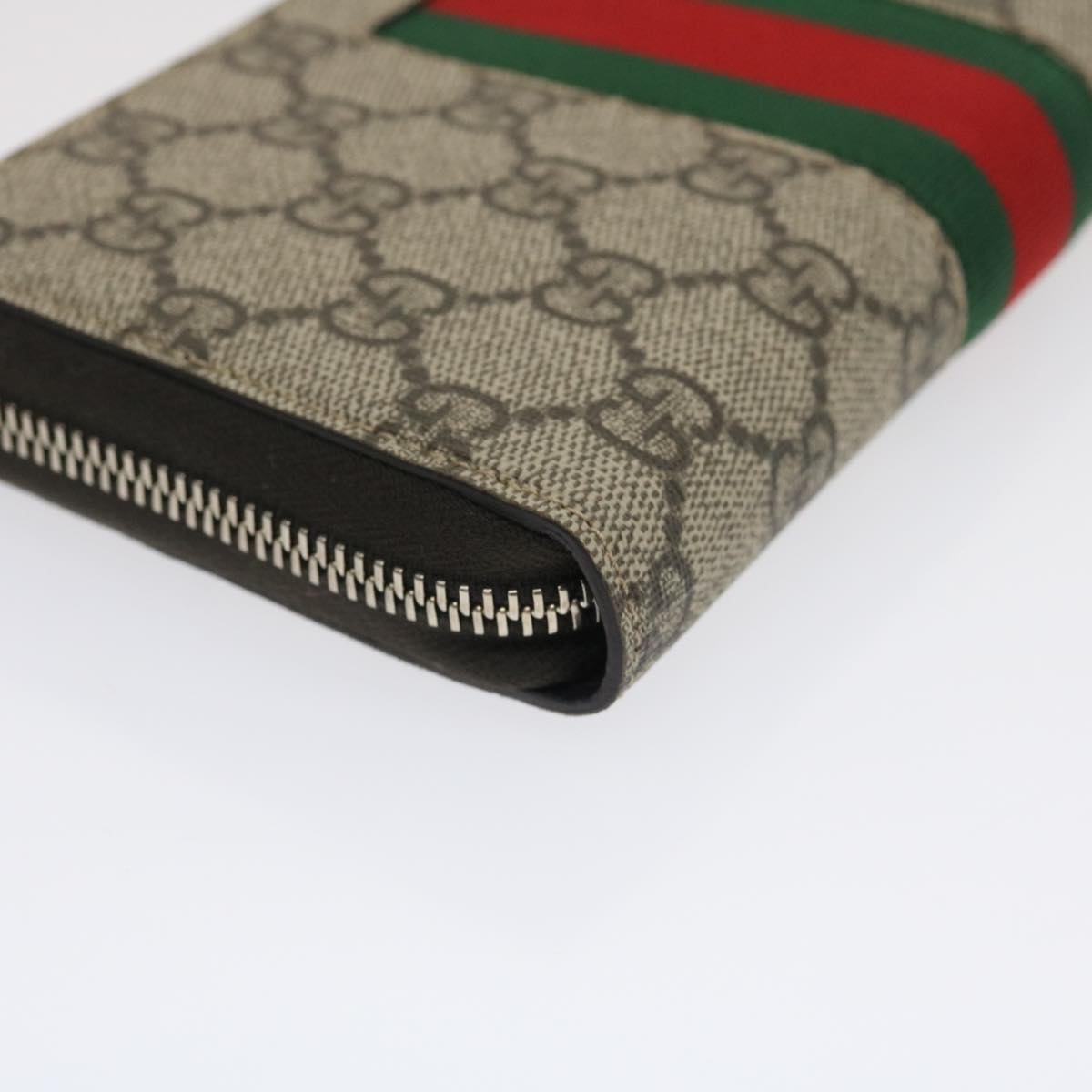 GUCCI Web Sherry Line GG Canvas Supreme Long Wallet Beige Red Green jk1450A