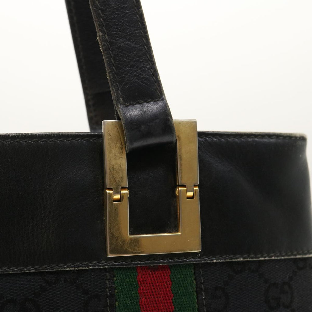 GUCCI GG Canvas Web Sherry Line Shoulder Bag Black Red Green jk1453