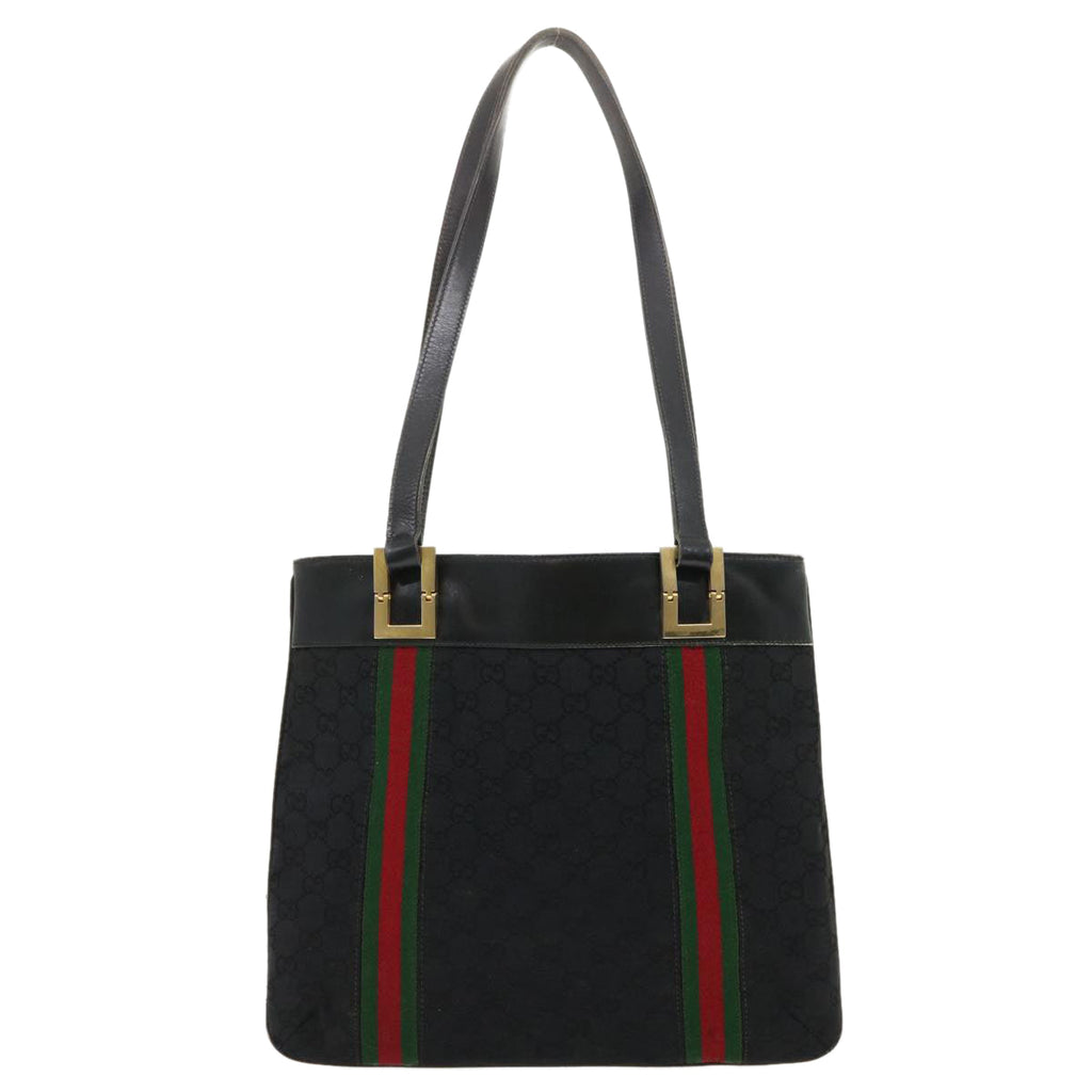GUCCI GG Canvas Web Sherry Line Shoulder Bag Black Red Green jk1453