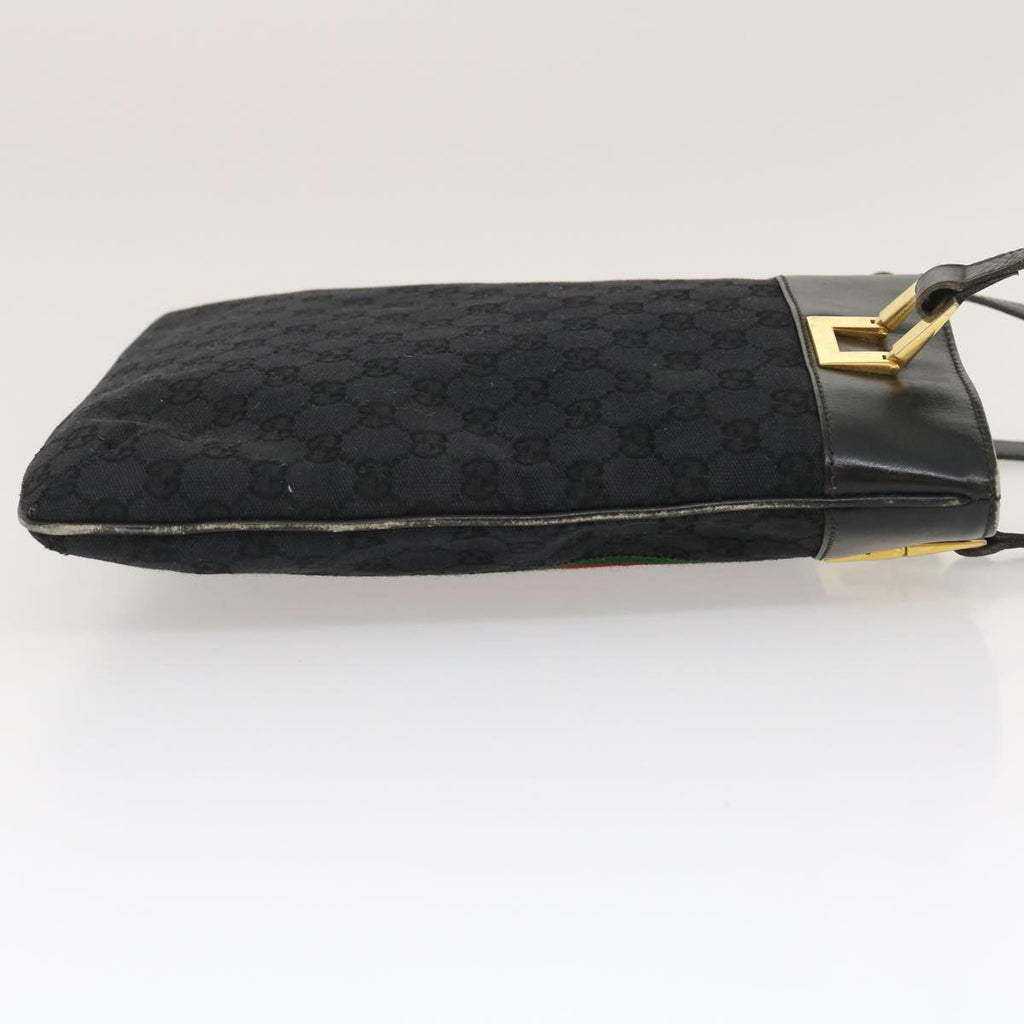 GUCCI GG Canvas Web Sherry Line Shoulder Bag Black Red Green jk1453