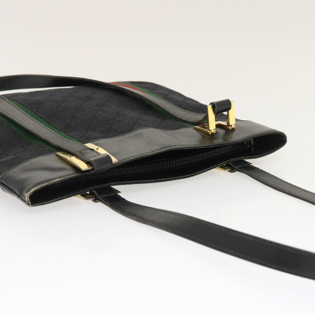 GUCCI GG Canvas Web Sherry Line Shoulder Bag Black Red Green jk1453