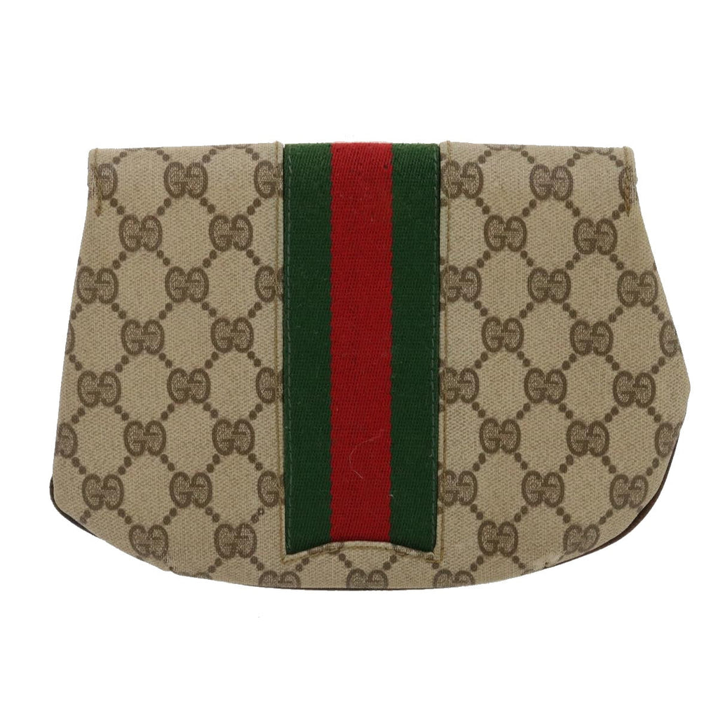 GUCCI Web Sherry Line GG Canvas Pouch Red Green Brown jk1495
