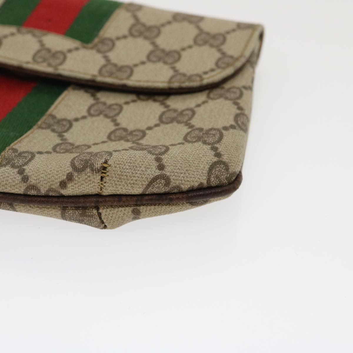 GUCCI Web Sherry Line GG Canvas Pouch Red Green Brown jk1495