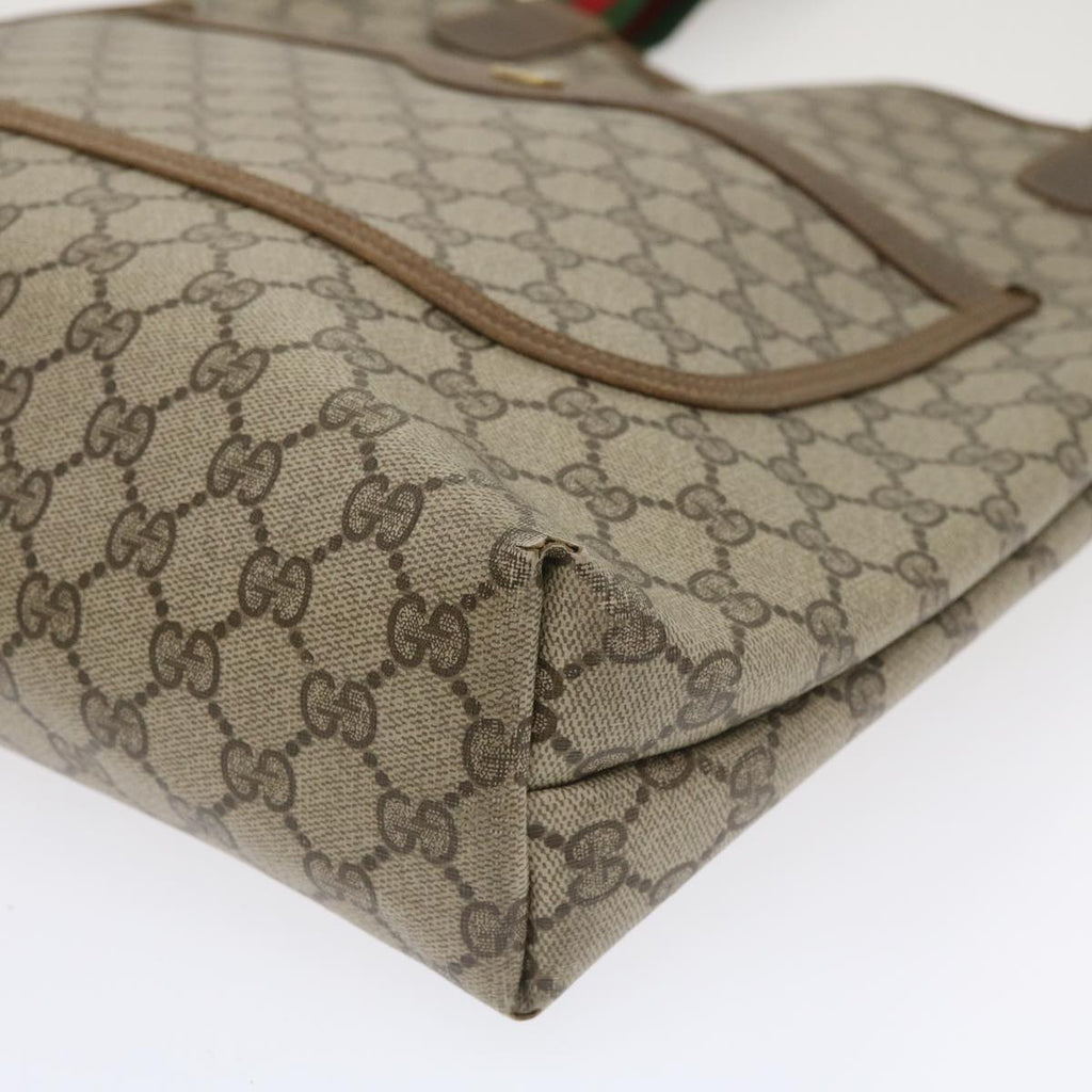 GUCCI Web Sherry Line GG Canvas Tote Bag PVC Leather Beige 40 02 003 34976