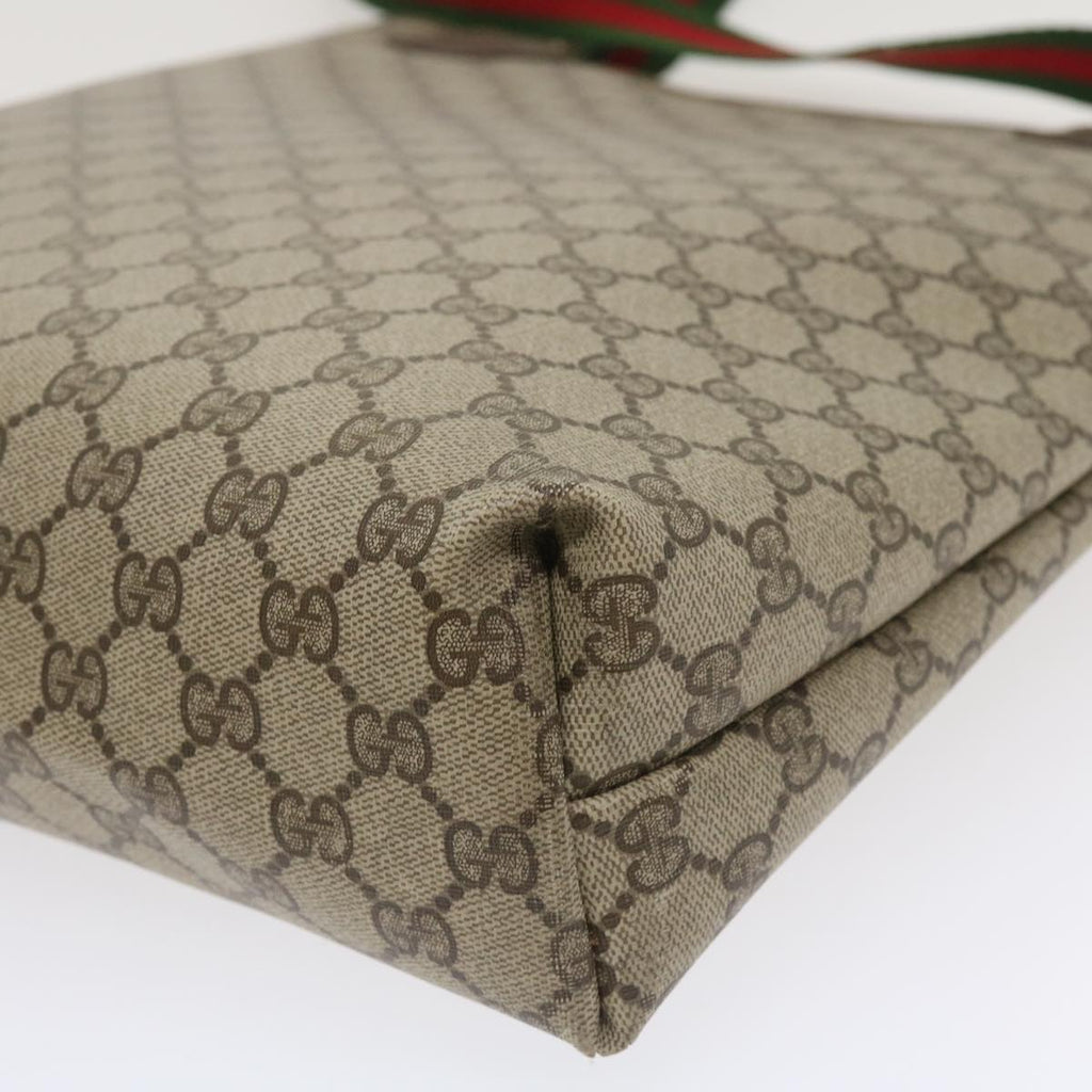 GUCCI Web Sherry Line GG Canvas Tote Bag PVC Leather Beige 40 02 003 34976