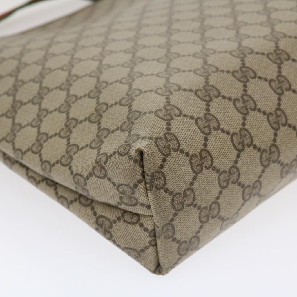 GUCCI Web Sherry Line GG Canvas Tote Bag PVC Leather Beige 40 02 003 34976