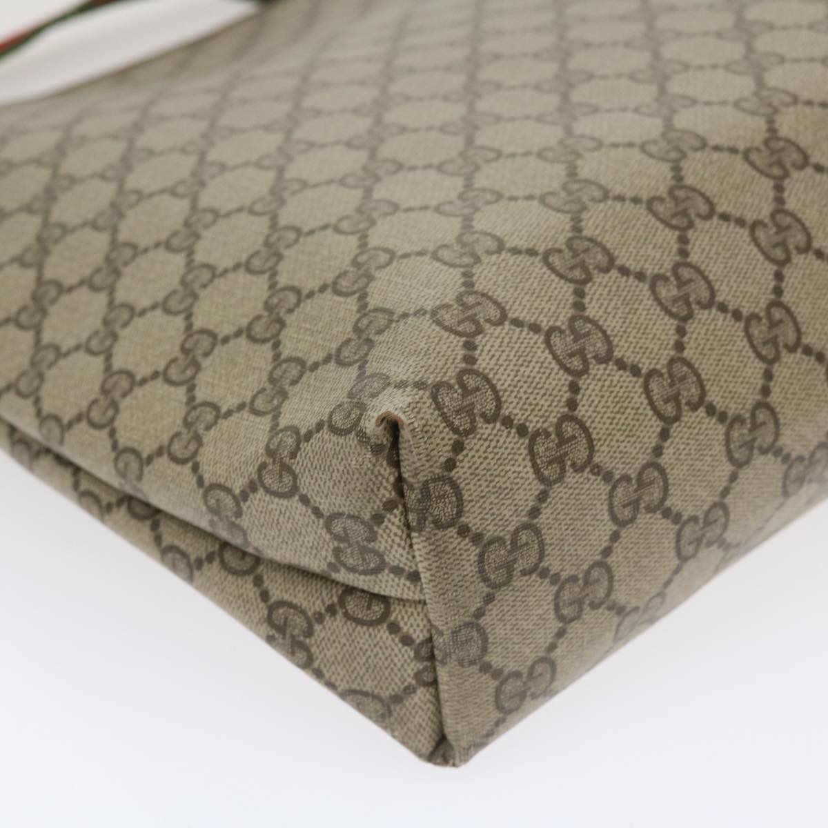 GUCCI Web Sherry Line GG Canvas Tote Bag PVC Leather Beige 40 02 003 34976