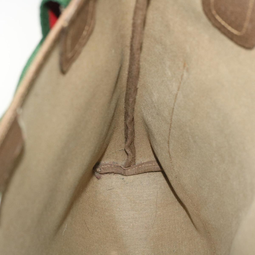 GUCCI Web Sherry Line GG Canvas Tote Bag PVC Leather Beige 40 02 003 34976