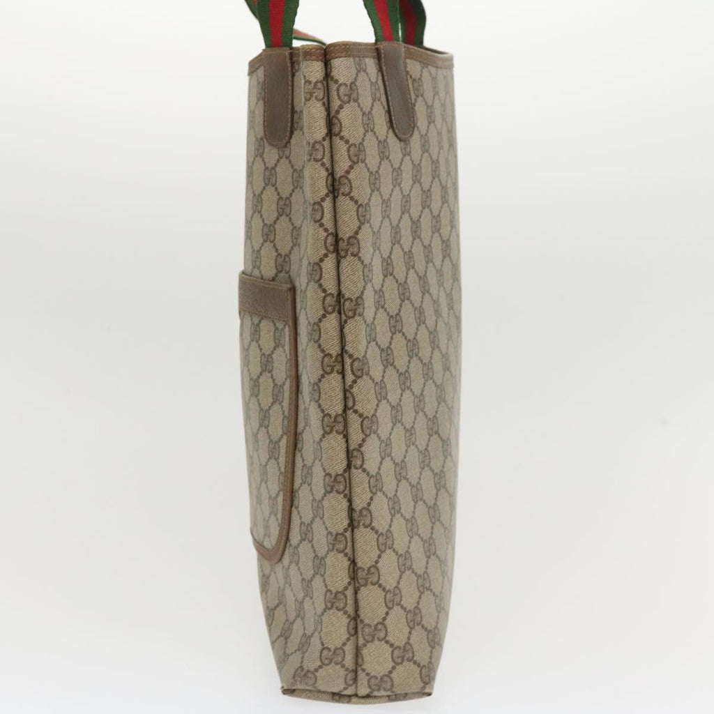 GUCCI Web Sherry Line GG Canvas Tote Bag PVC Leather Beige 40 02 003 34976