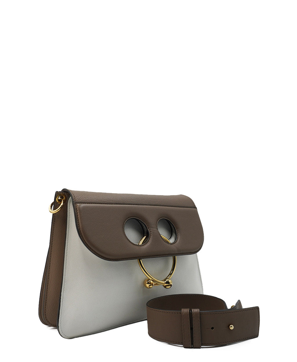 Medium Pierce Bag Brown, White