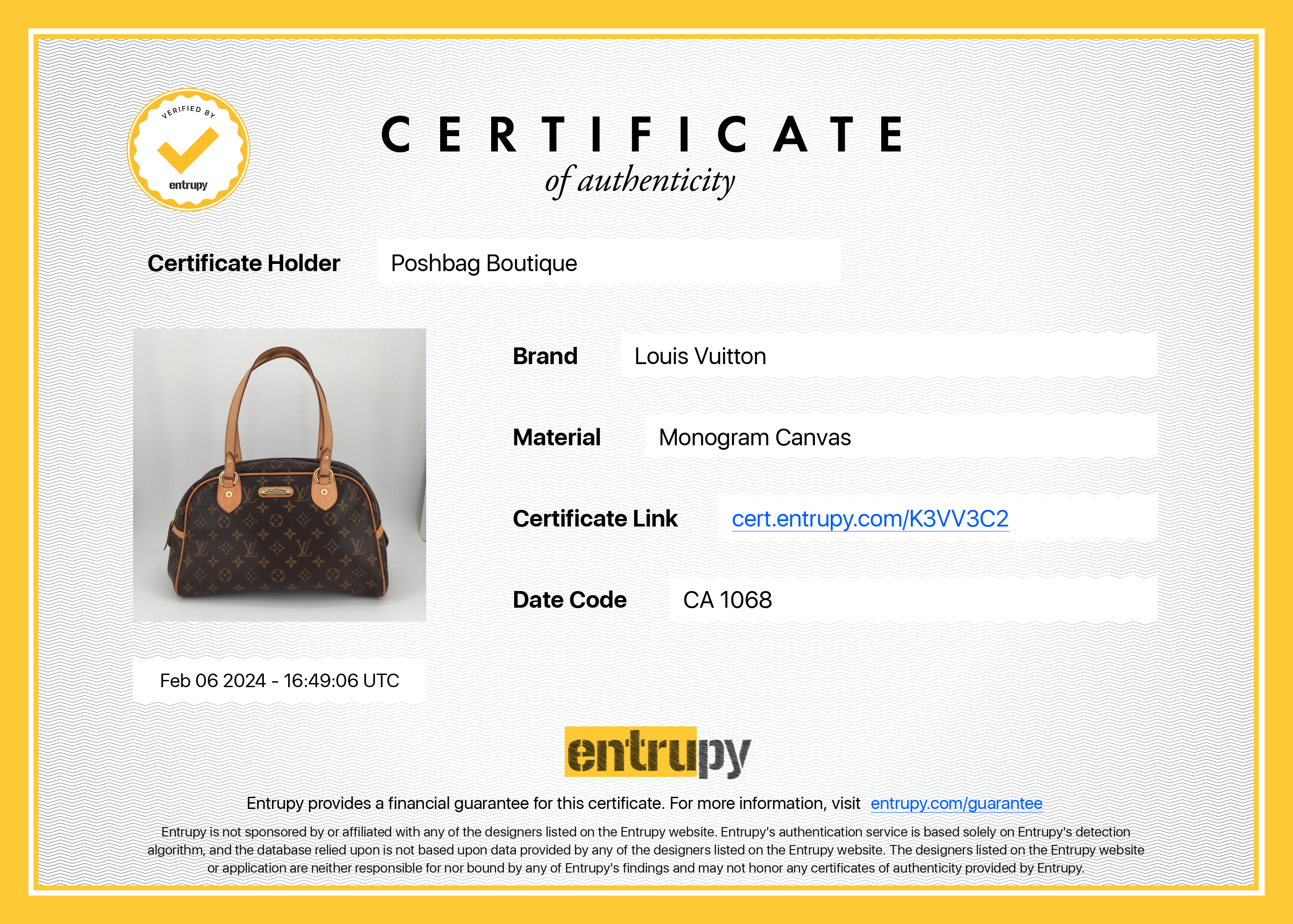 Louis Vuitto Montorgueil PM Monogram Canvas Bag