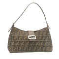 FENDI Zucca Canvas Mamma Baguette Shoulder Bag Brown Black ki1362