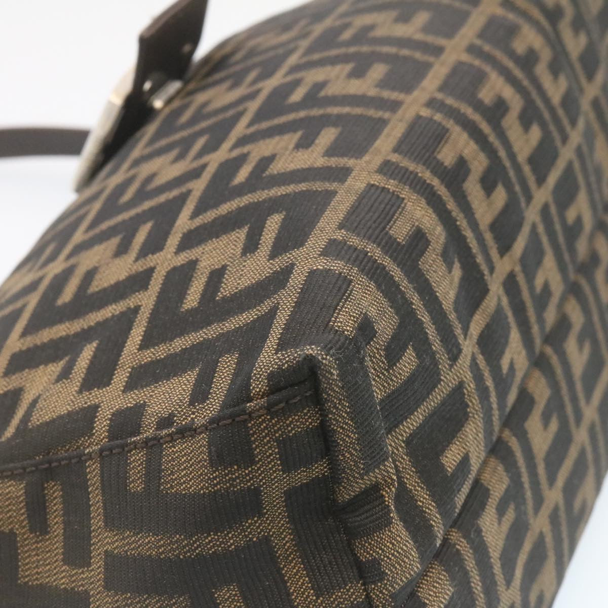 FENDI Zucca Canvas Mamma Baguette Shoulder Bag Brown Black ki1362