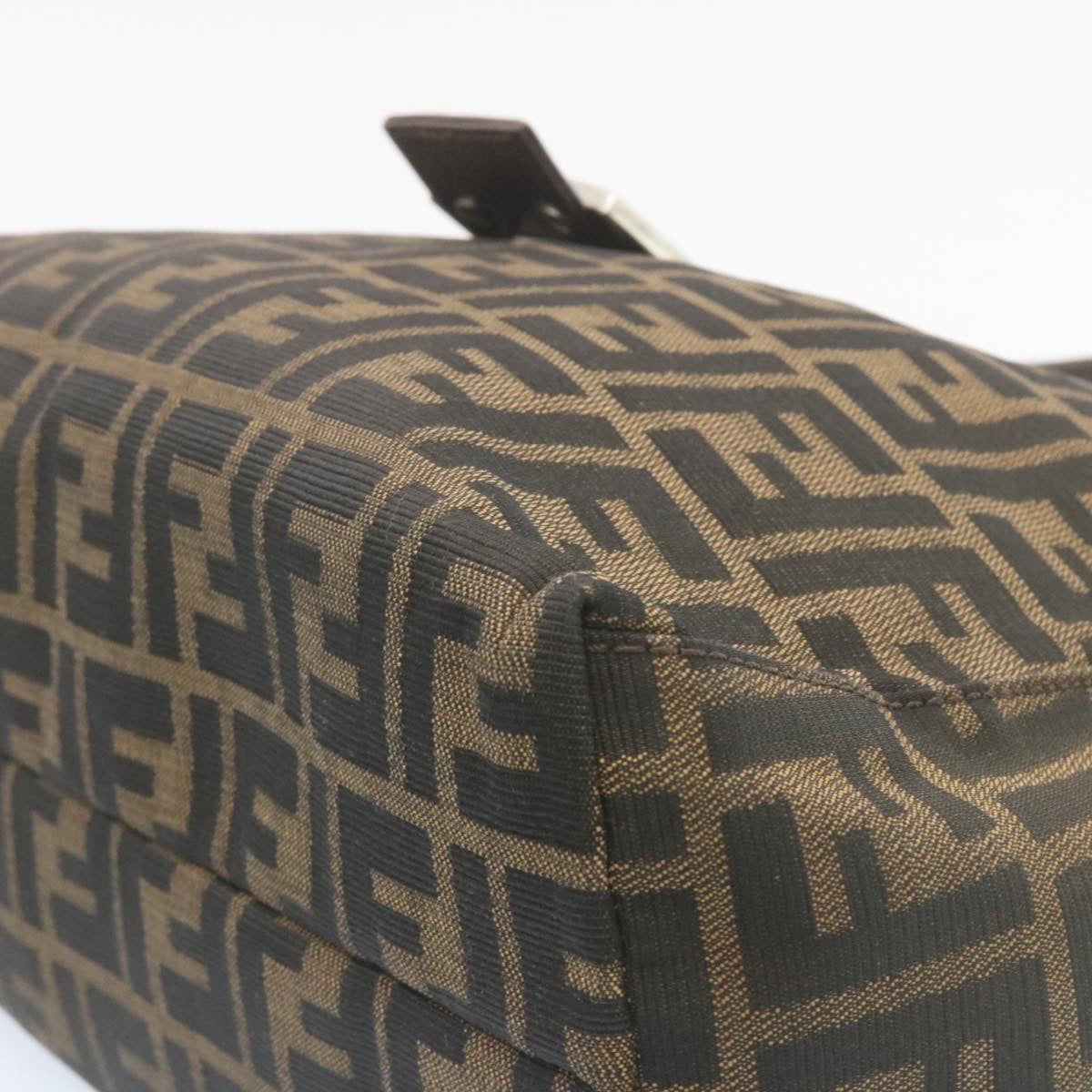 FENDI Zucca Canvas Mamma Baguette Shoulder Bag Brown Black ki1362