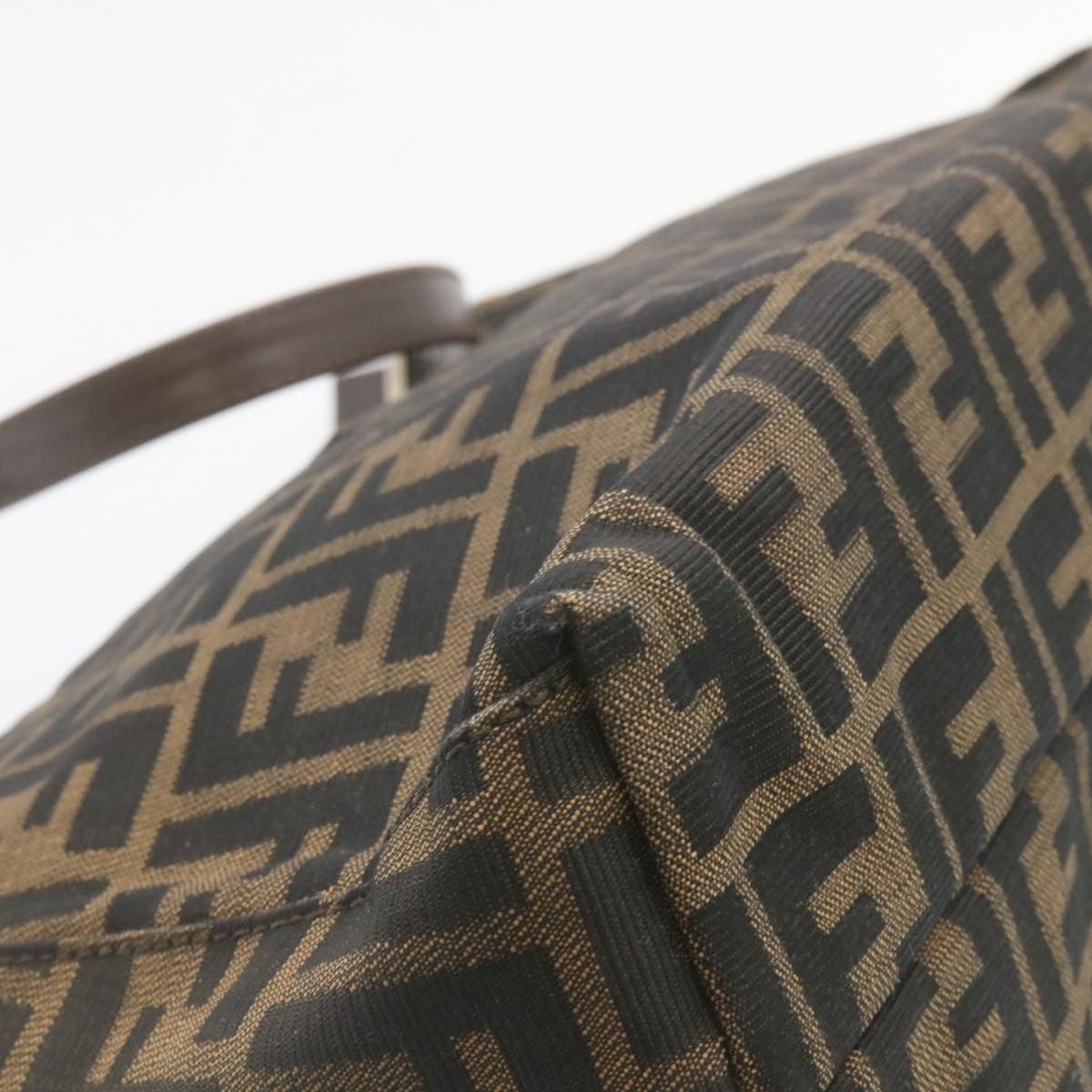 FENDI Zucca Canvas Mamma Baguette Shoulder Bag Brown Black ki1362