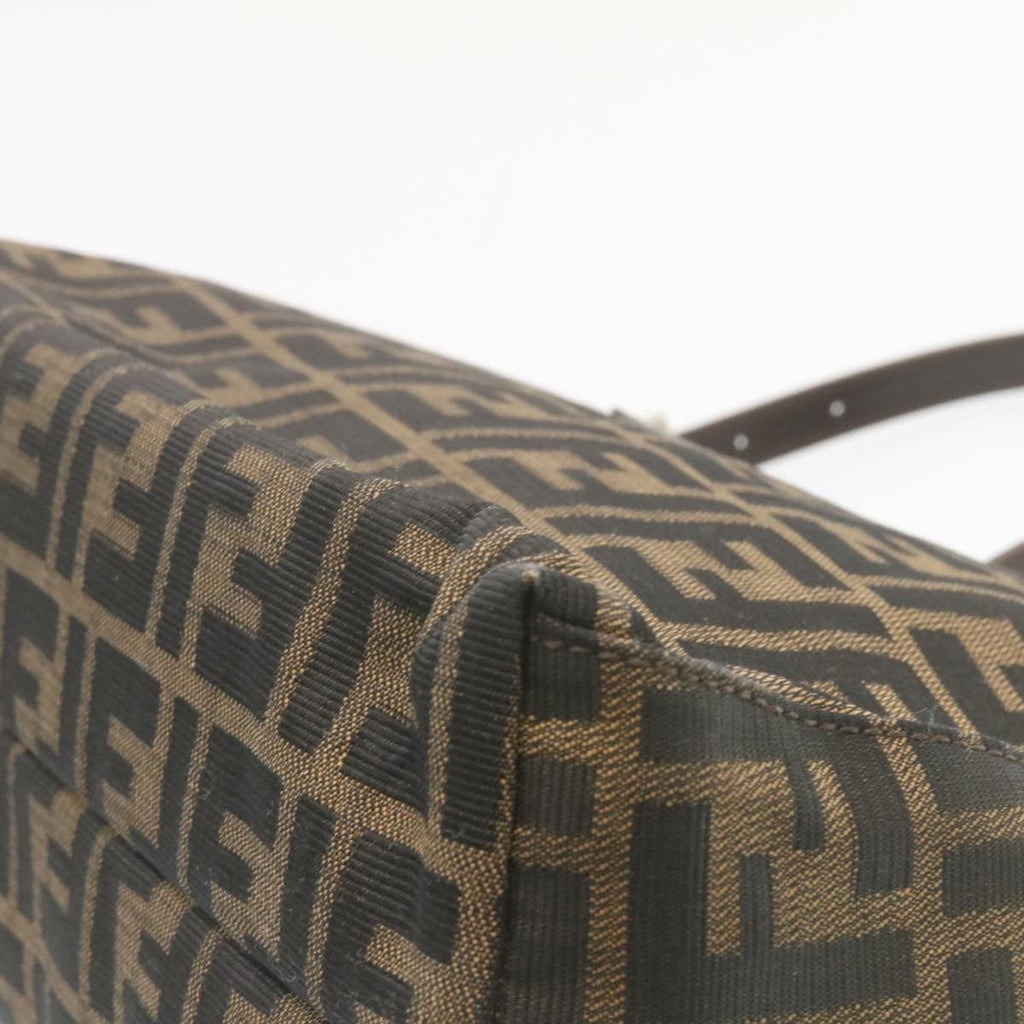 FENDI Zucca Canvas Mamma Baguette Shoulder Bag Brown Black ki1362