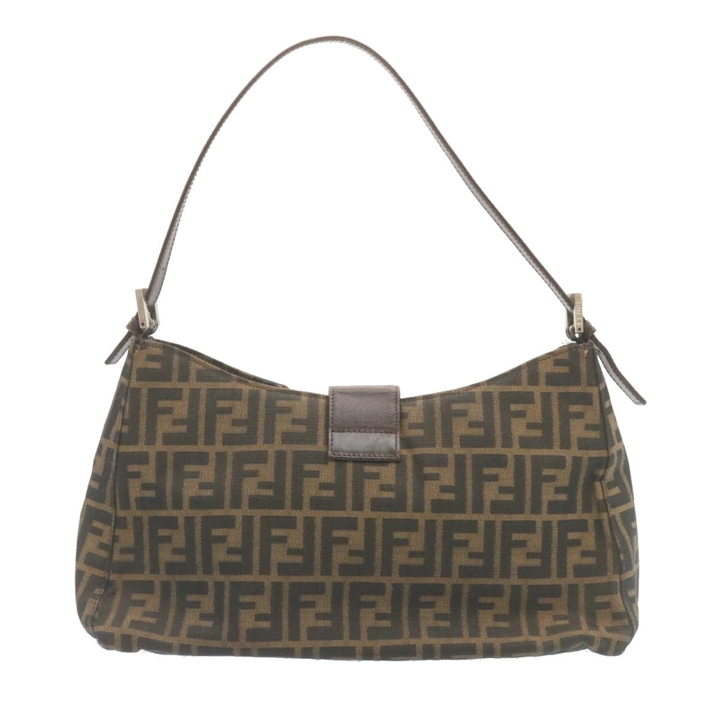 FENDI Zucca Canvas Mamma Baguette Shoulder Bag Brown Black ki1362
