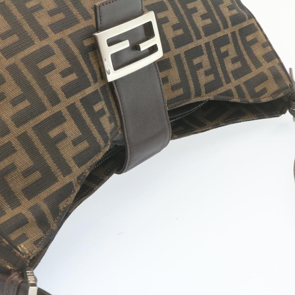 FENDI Zucca Canvas Mamma Baguette Shoulder Bag Brown Black ki1362