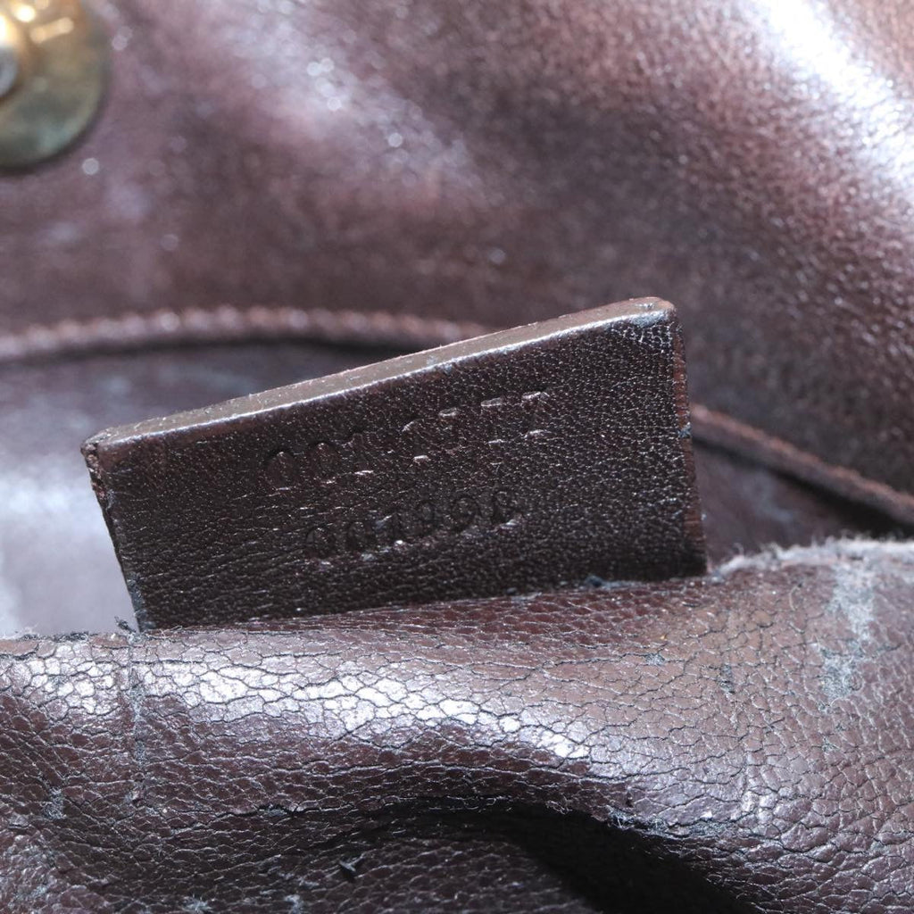 GUCCI Bamboo 2Way Shoulder Bag Leather Dark Brown ki1542