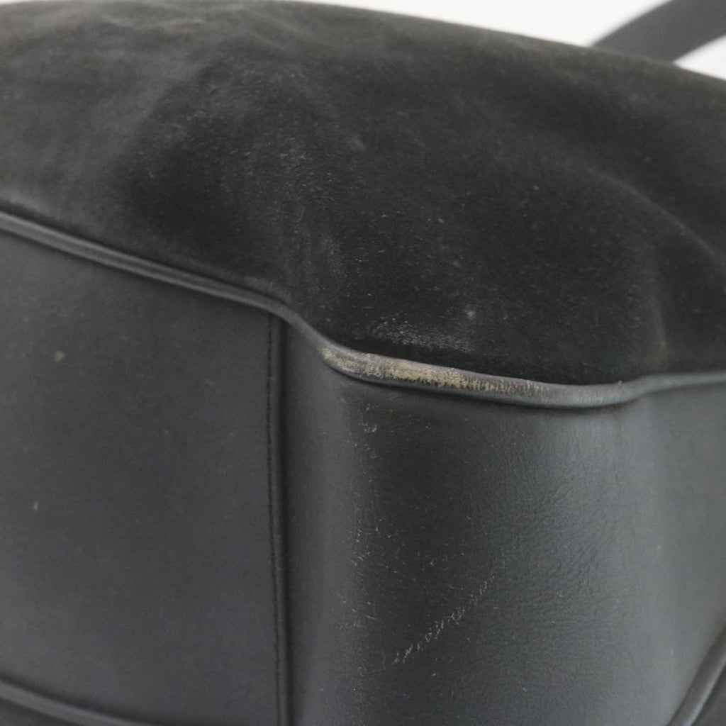 GUCCI Bamboo Shoulder Bag Suede 2Way Hand Bag Black ki1651