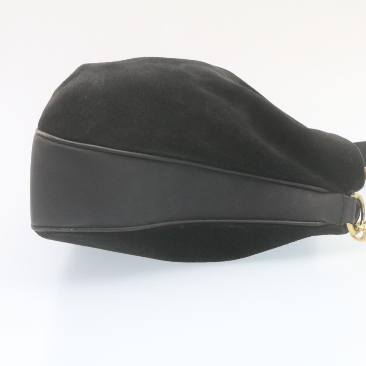 GUCCI Bamboo Shoulder Bag Suede 2Way Hand Bag Black ki1651