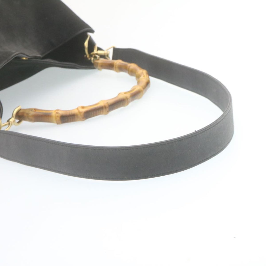 GUCCI Bamboo Shoulder Bag Suede 2Way Hand Bag Black ki1651
