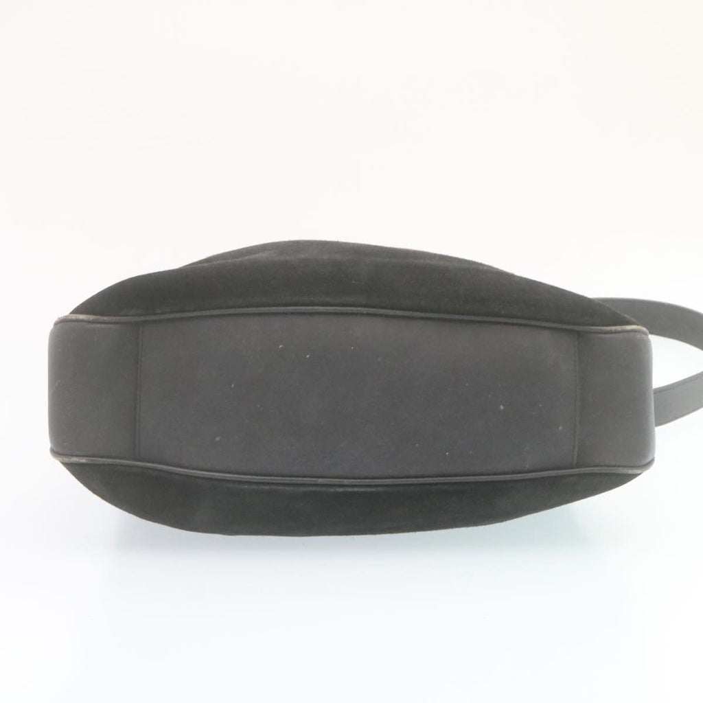 GUCCI Bamboo Shoulder Bag Suede 2Way Hand Bag Black ki1651