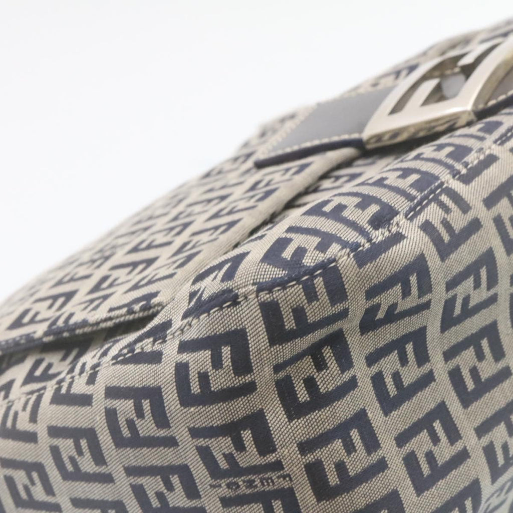 FENDI Zucchino Canvas Mamma Baguette Shoulder Bag Navy Blue ki1672