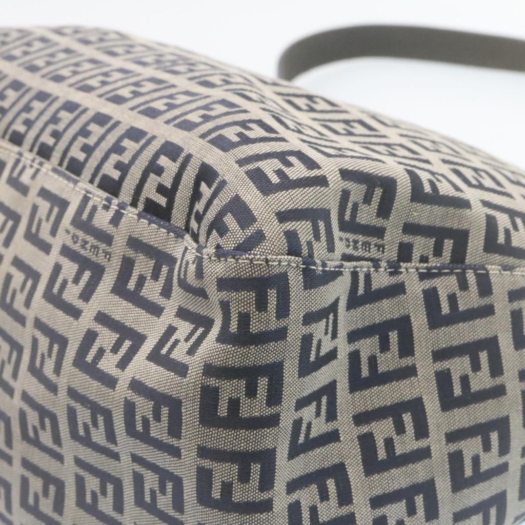 FENDI Zucchino Canvas Mamma Baguette Shoulder Bag Navy Blue ki1672
