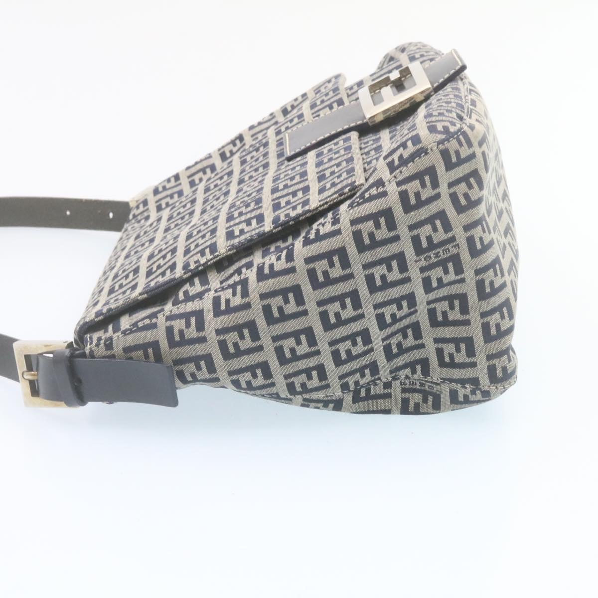 FENDI Zucchino Canvas Mamma Baguette Shoulder Bag Navy Blue ki1672